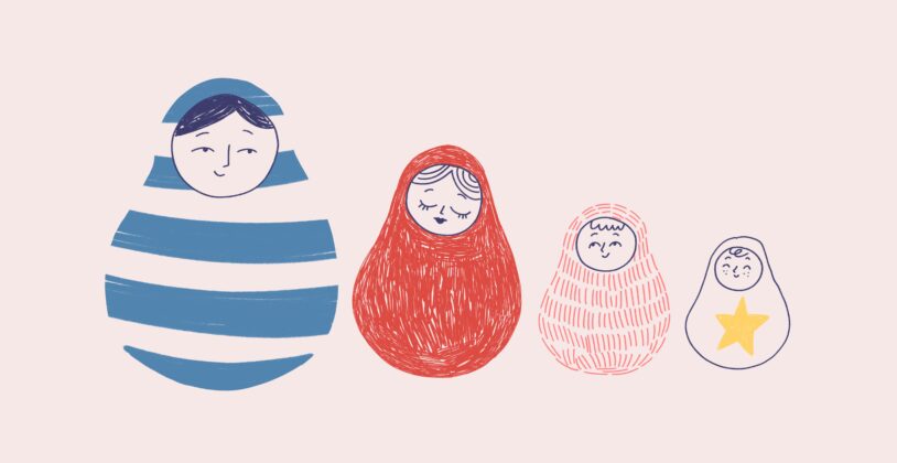 Детский рисунок - матрешки семья